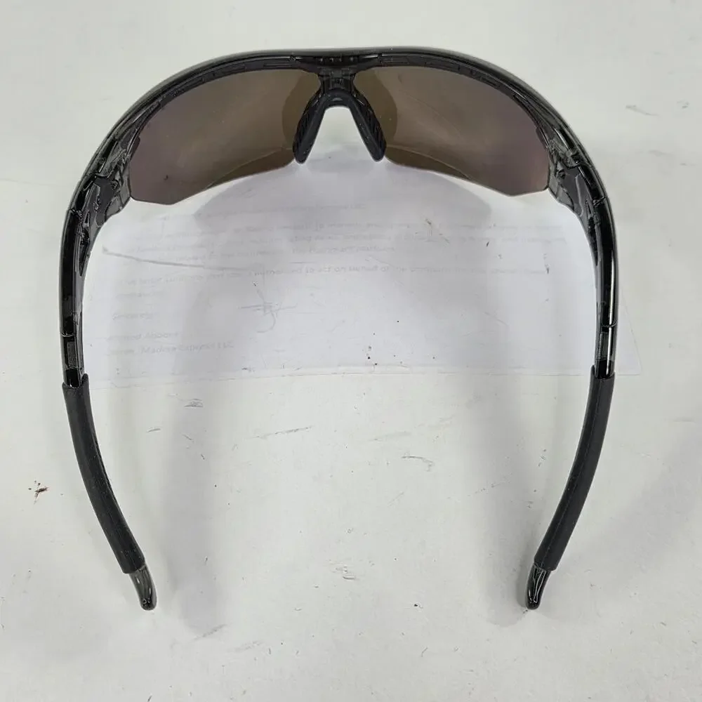 Torege Cycling Sunglasses Black Red Mirror Shield Case Wrap HalfRim
